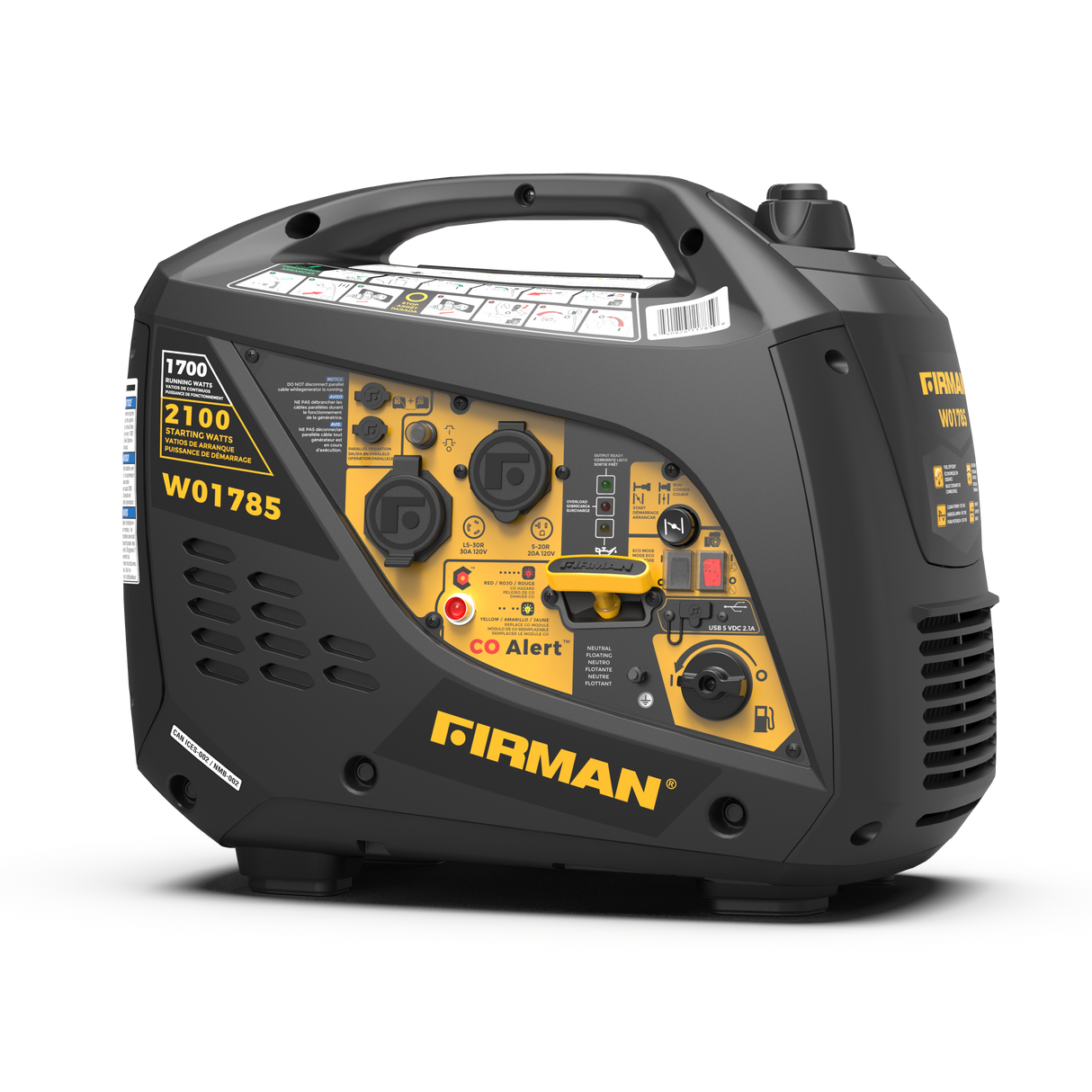 Inverter Portable Generator 2100W Recoil Start with CO Alert