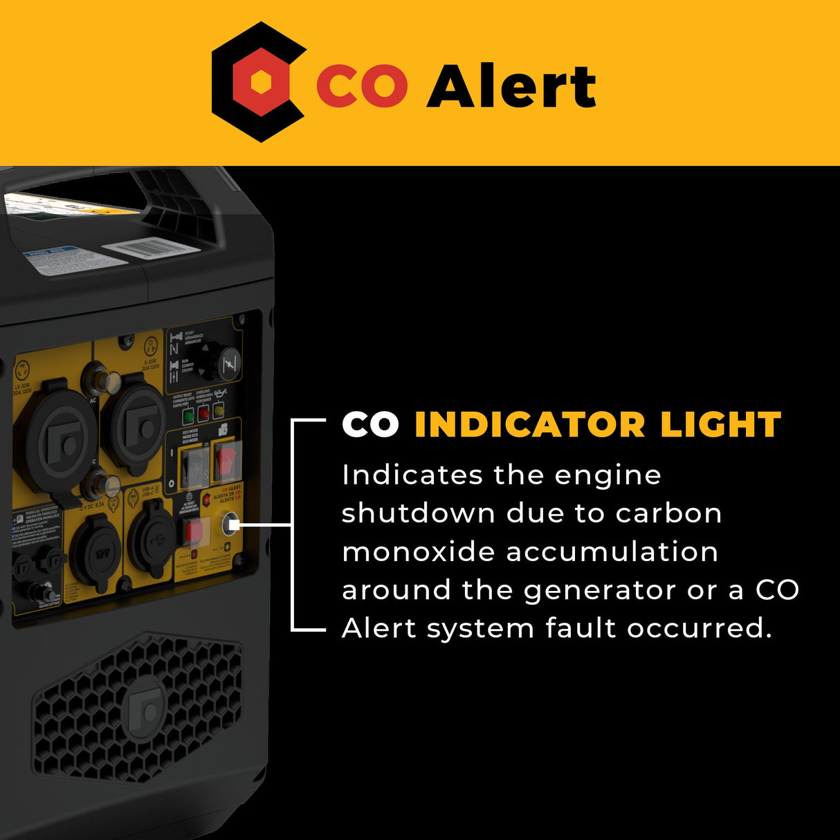 Inverter Gas Portable Generator 2500W Recoil Start with CO ALERT