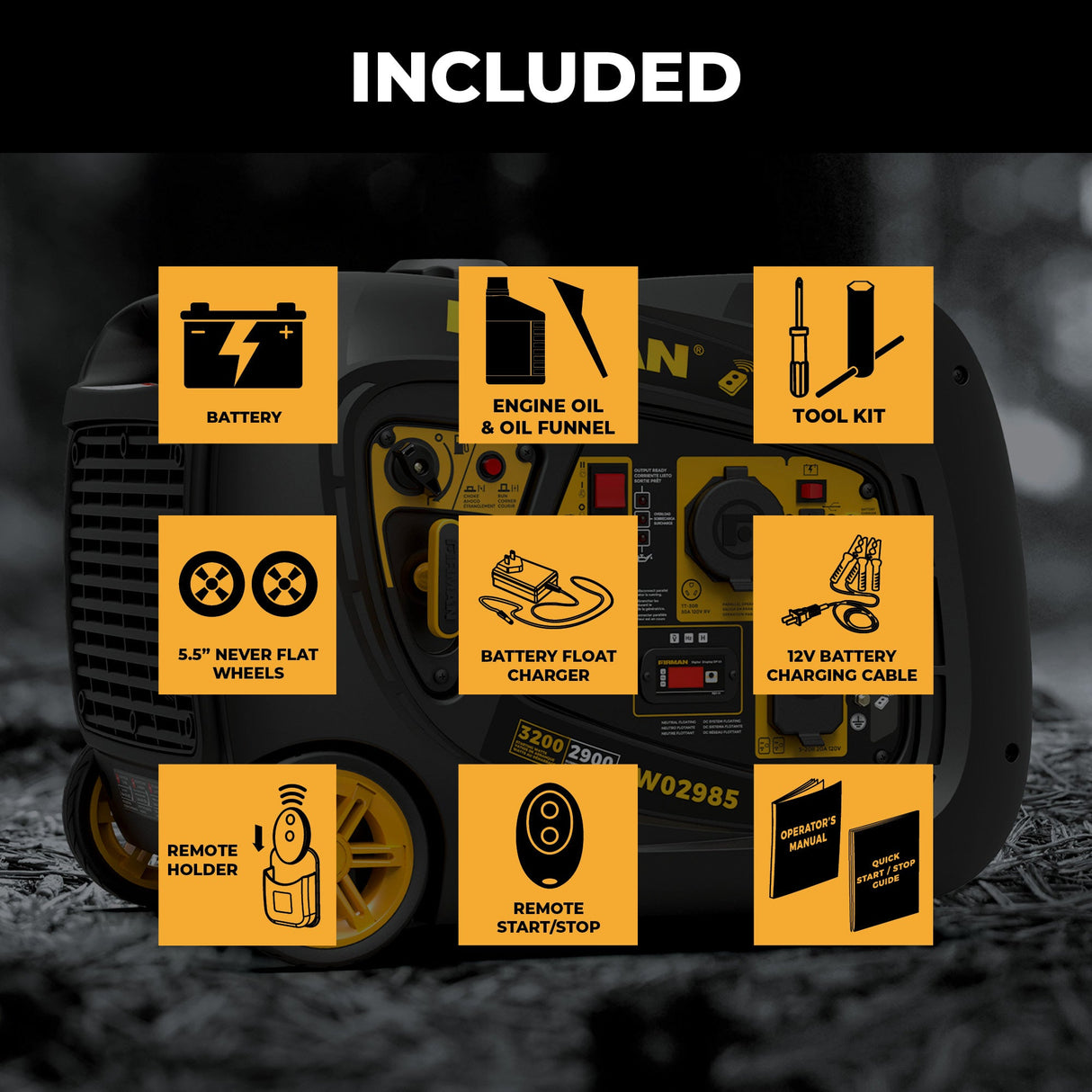 Inverter Portable Generator 3200W Remote Start