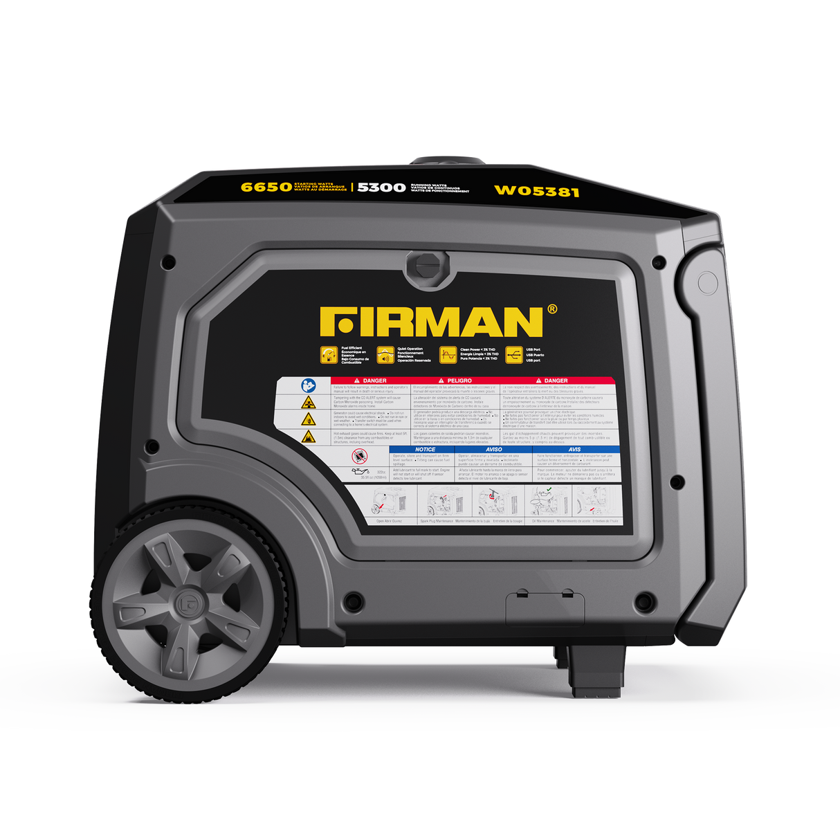 Gas Inverter Portable Generator 6650/5300 Watt 120/240V CO Alert