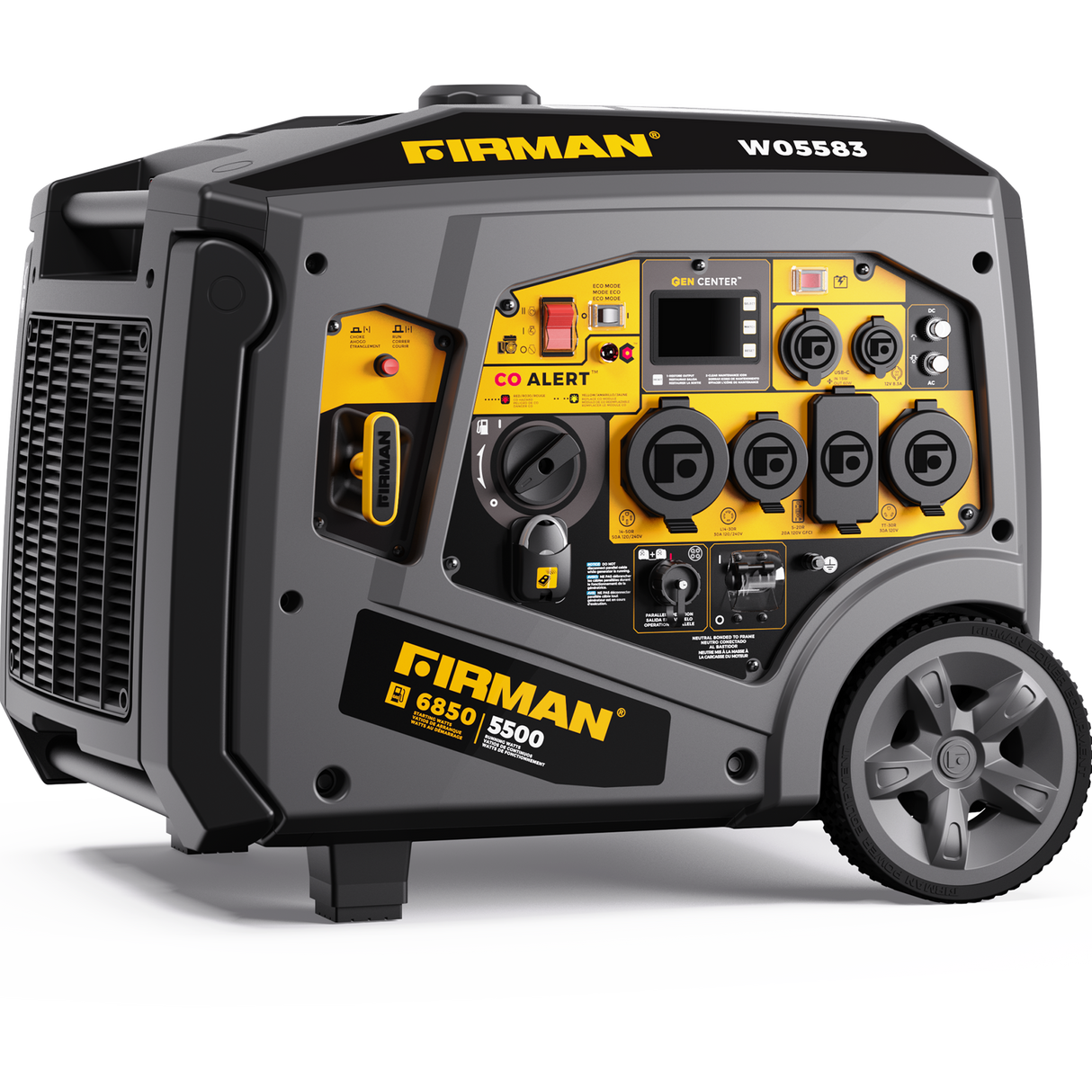 Gas Inverter Portable Generator 6850/5500 Watt Remote Start 120/240V CO Alert