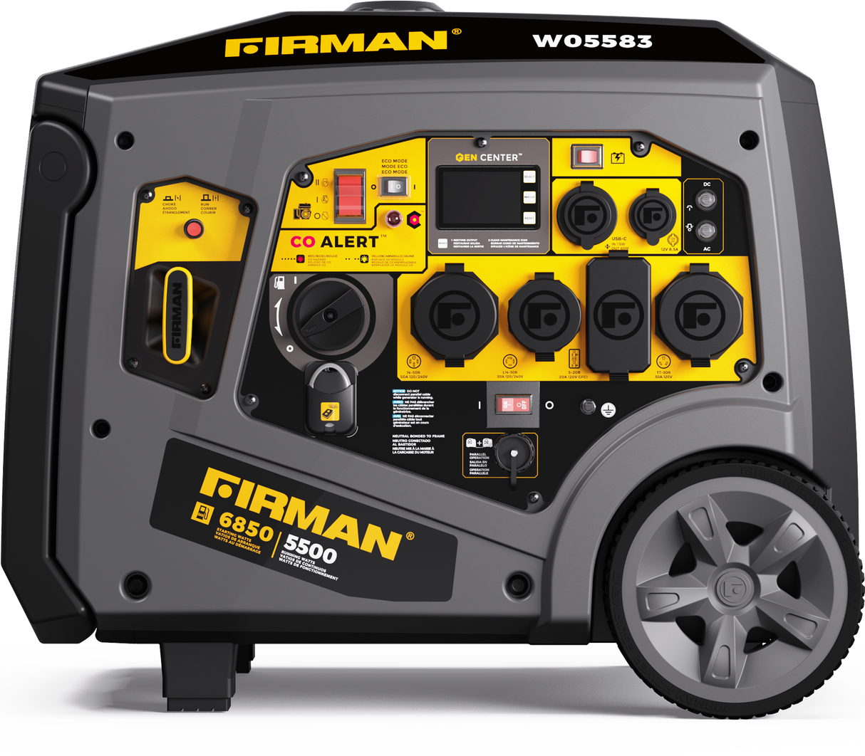 Gas Inverter Portable Generator 6850/5500 Watt Remote Start 120/240V CO Alert
