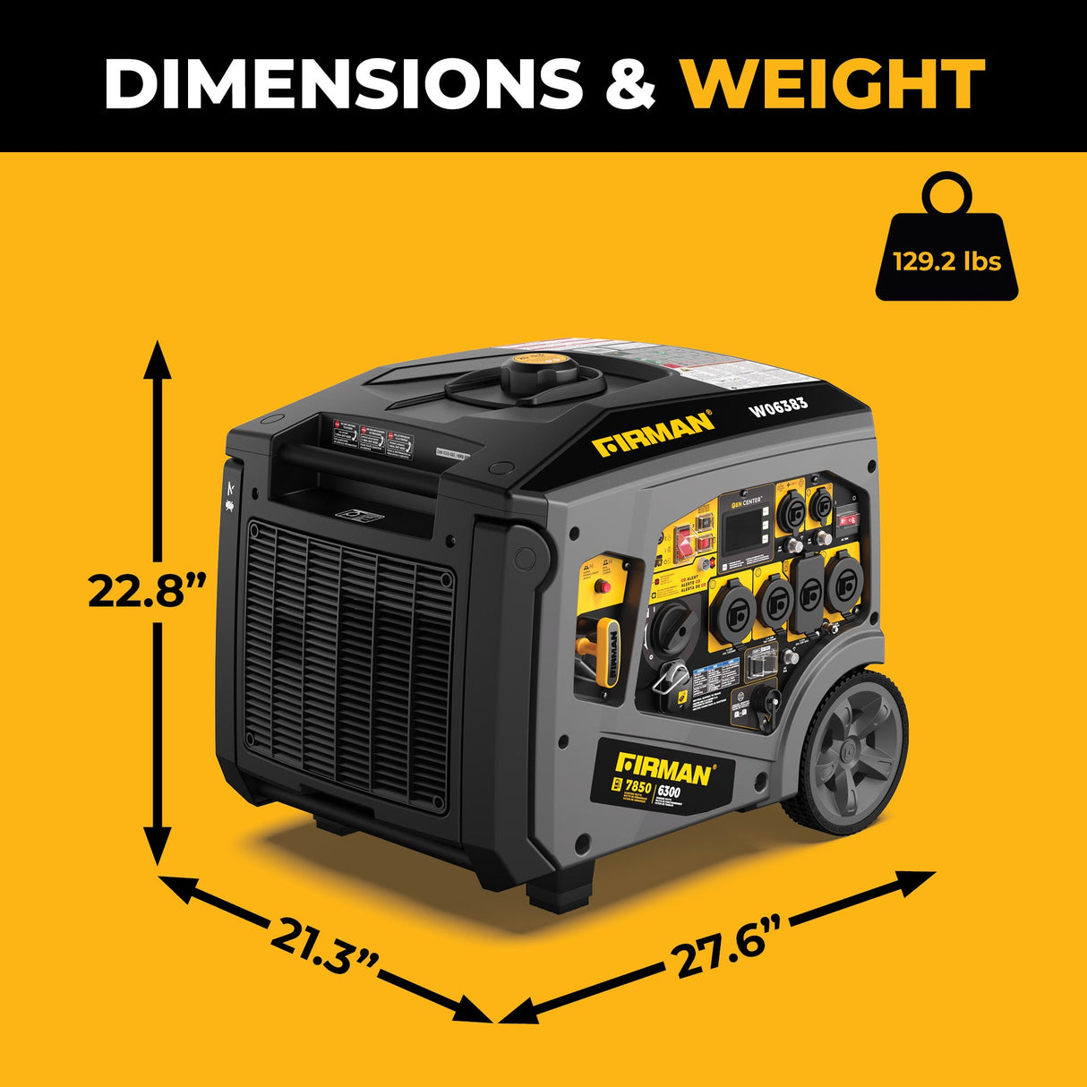 Gas Inverter Portable Generator 7850/6300 Watt Remote Start 120/240V CO Alert
