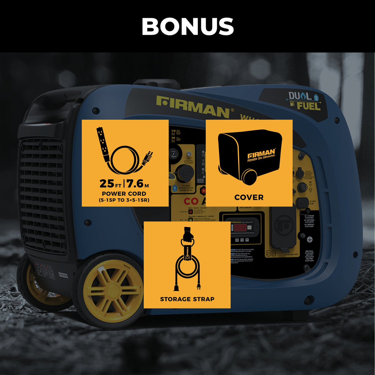 Dual Fuel Inverter Portable Generator 4125W Electric Start with CO ALERT