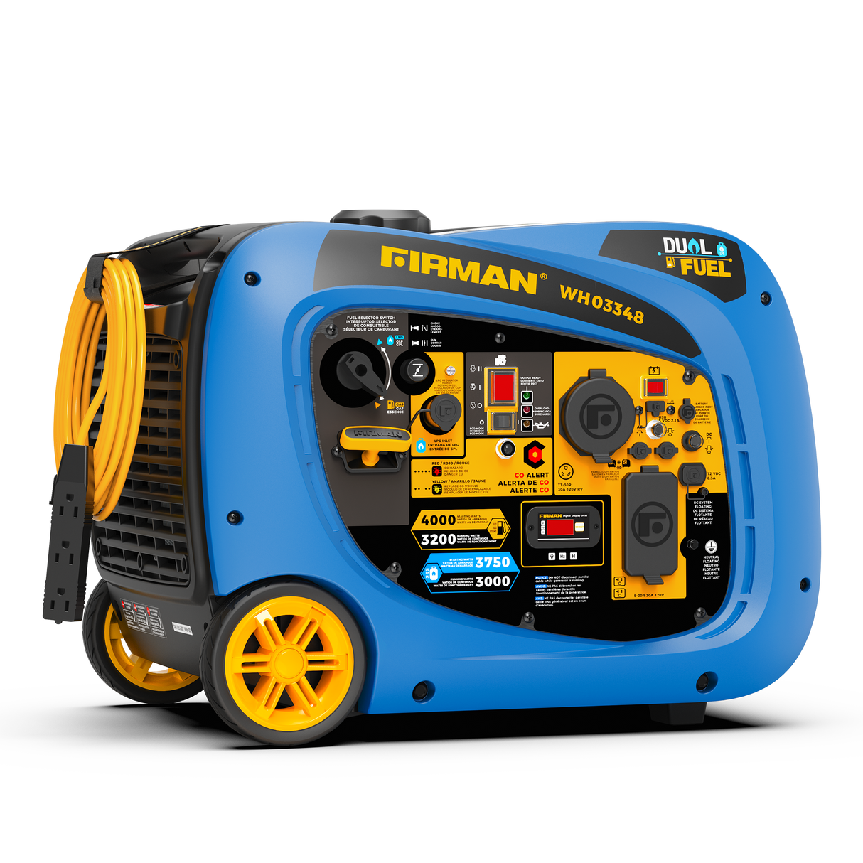 Dual Fuel Inverter Portable Generator 4000W Electric Start with CO ALERT