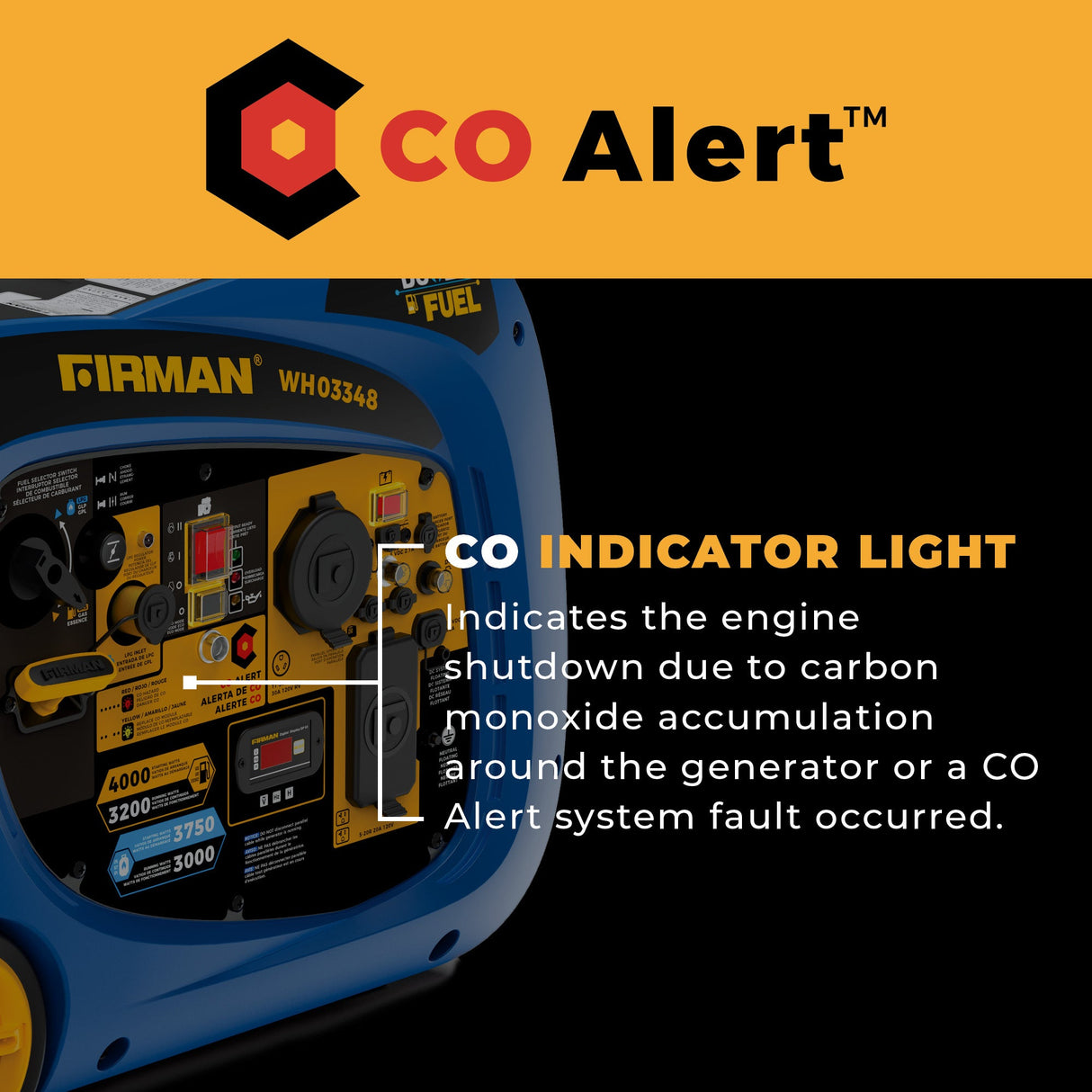 Dual Fuel Inverter Portable Generator 4000W Electric Start with CO ALERT