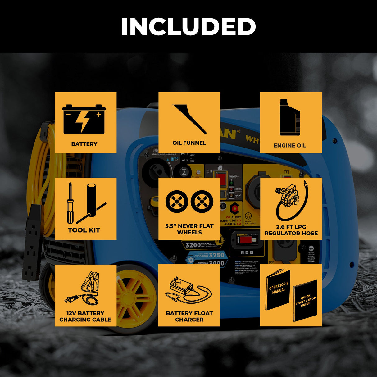 Dual Fuel Inverter Portable Generator 4000W Electric Start with CO ALERT
