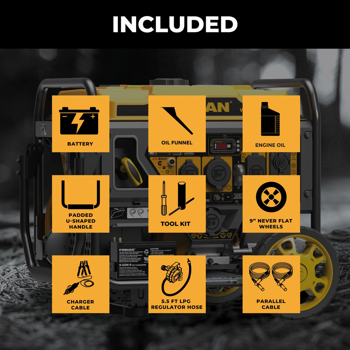 Dual Fuel Open Frame Inverter 4500W Electric Start With CO Alert