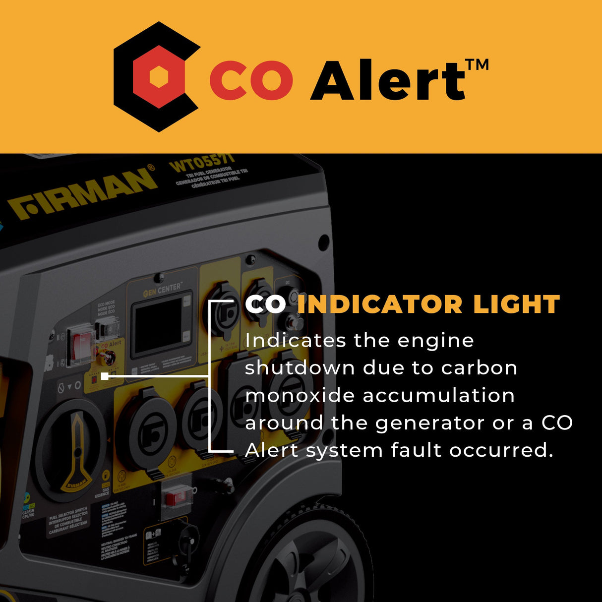 Tri Fuel Inverter Portable Generator 6850W Electric Start With CO Alert