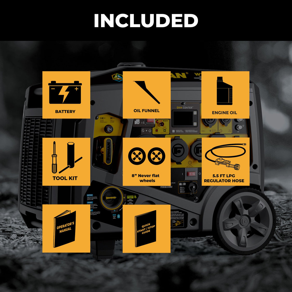 Tri Fuel Inverter Portable Generator 6850W Electric Start With CO Alert