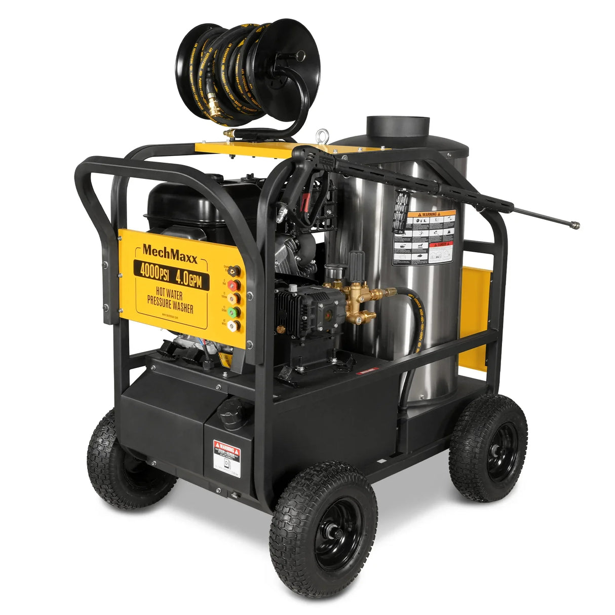 4000 PSI 4 GPM ZONSEN E-Start Engine Hot Water Pressure Washer with Hose Reel, HPW40D