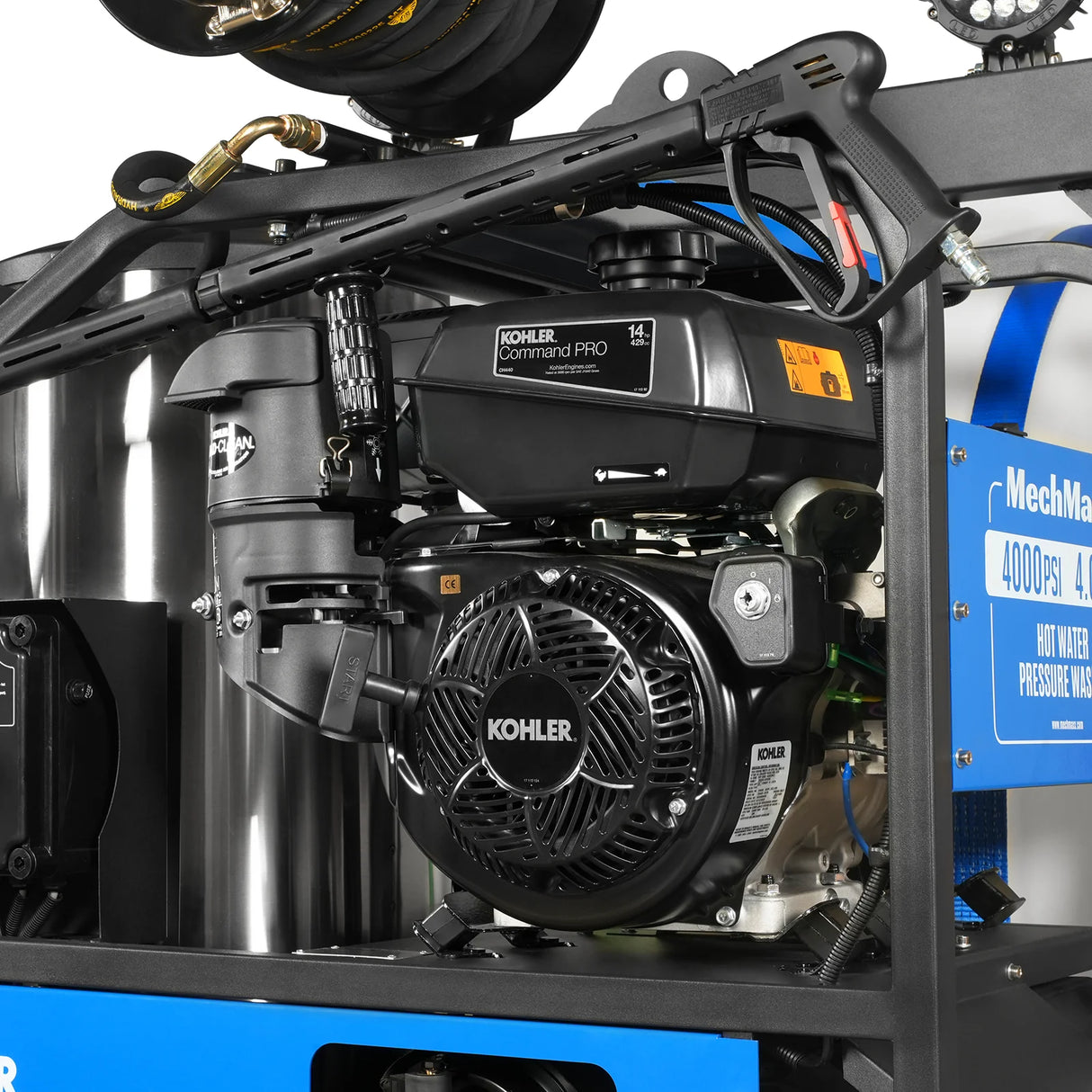 4000 PSI 4 GPM KOHLER E-Start Engine Hot Water Pressure Washer Skid Mounted with 175 Gal Tank, HPW40KT
