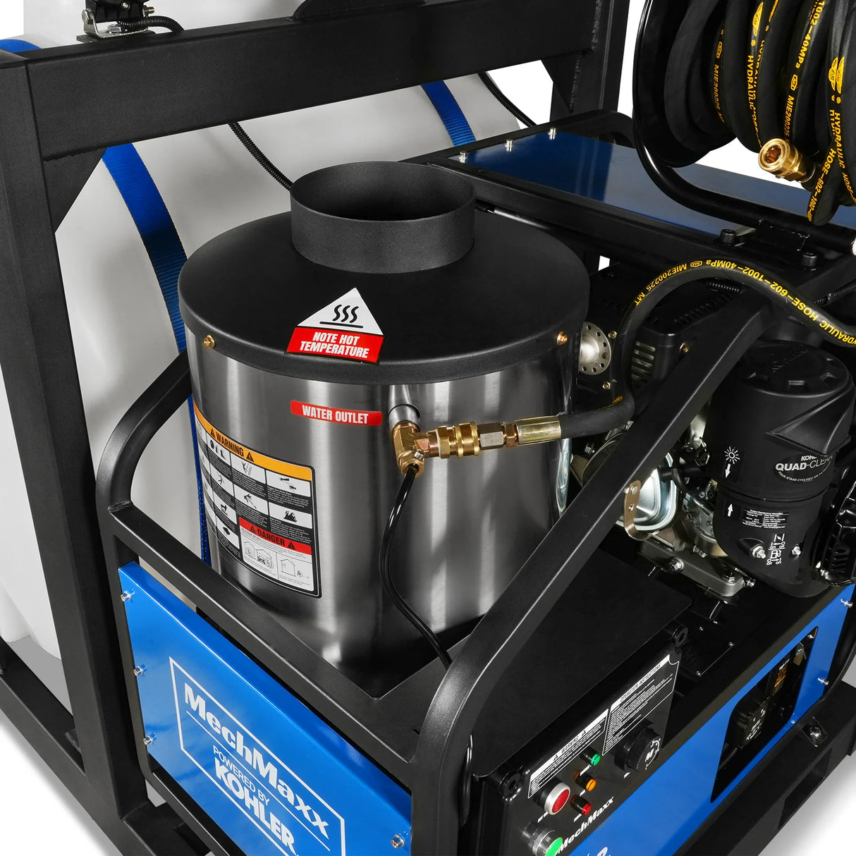 4000 PSI 4 GPM KOHLER E-Start Engine Hot Water Pressure Washer Skid Mounted with 175 Gal Tank, HPW40KT