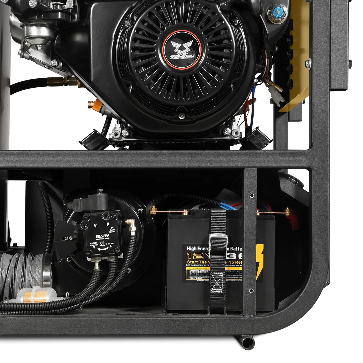 4000 PSI 4 GPM ZONSEN E-Start Engine Hot Water Pressure Washer with Hose Reel, HPW40D