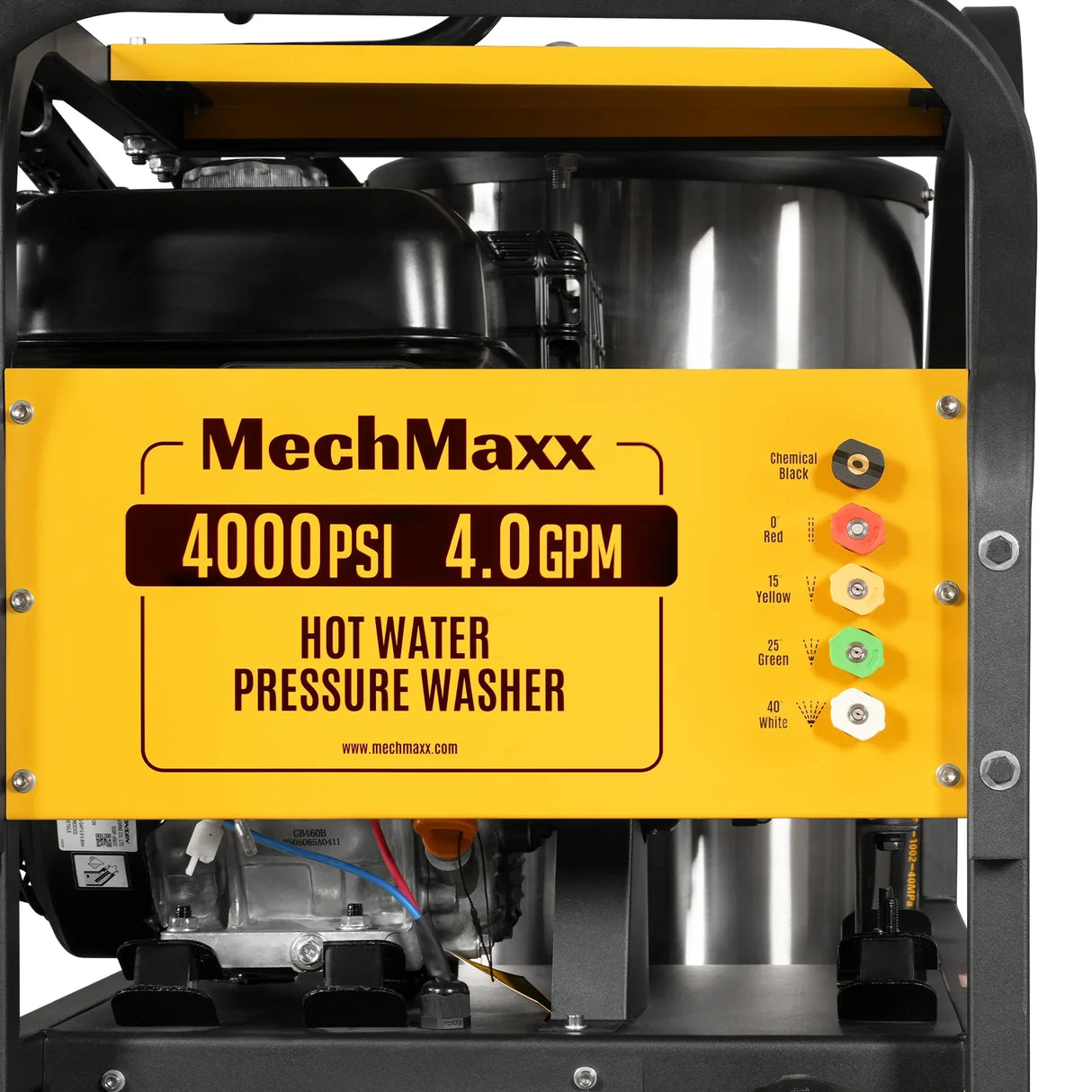 4000 PSI 4 GPM ZONSEN E-Start Engine Hot Water Pressure Washer with Hose Reel, HPW40D