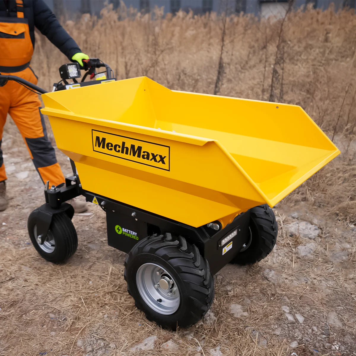 MechMaxx 1100Lbs Loading Battery Powered Barrow Electric Mini Dumper for Sale, 1000W 48V Brushless DC Motor, E50