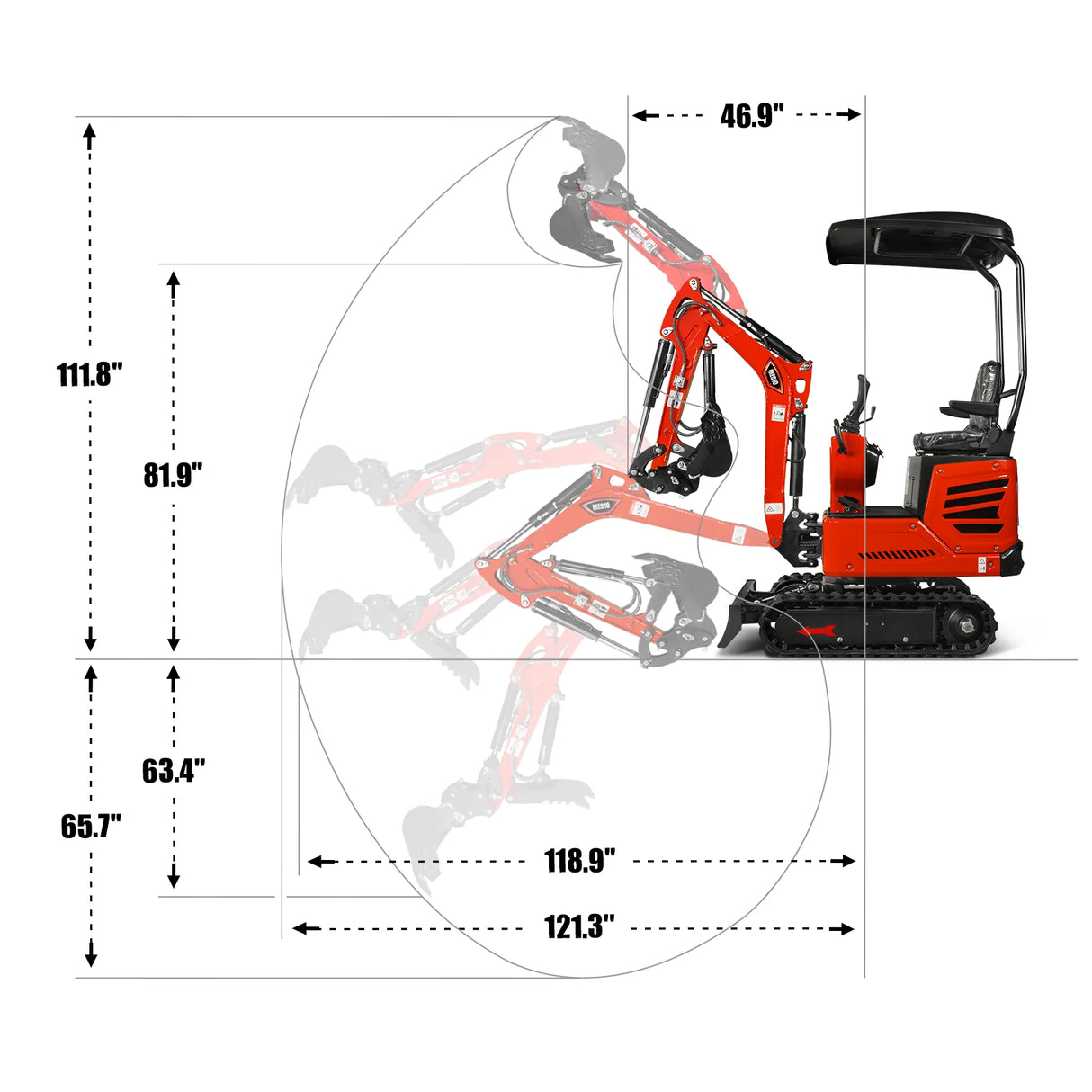 Mini Compact Excavator HONDA GX390 Engine, 65.7" Max. Digging Depth, 2280 LBS Operating Weight, MEC10