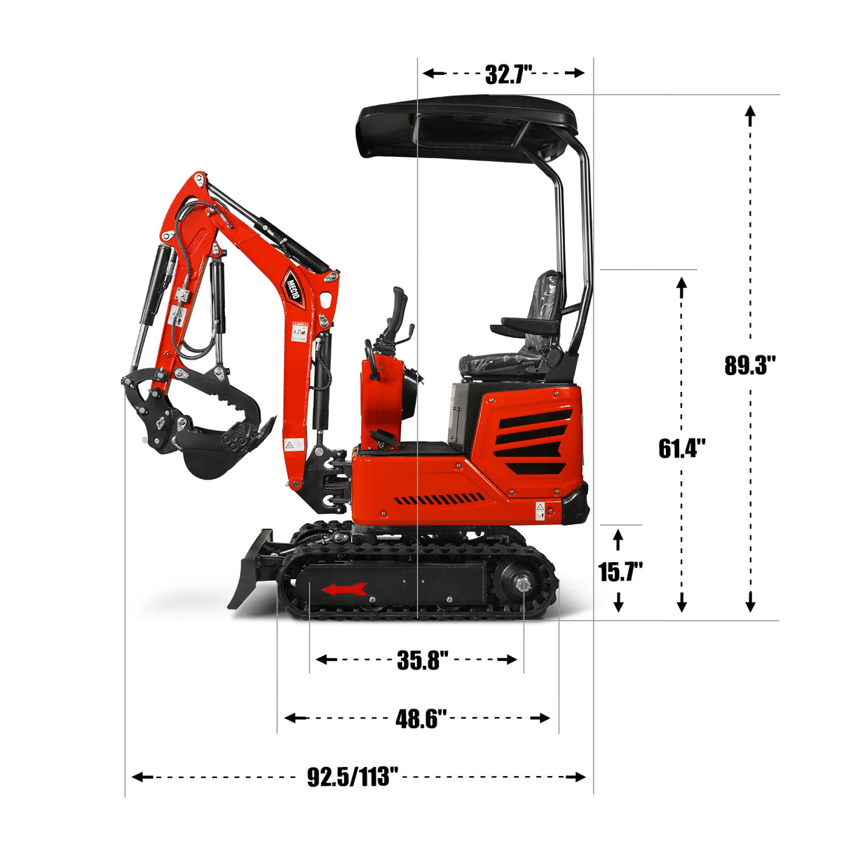 Mini Compact Excavator HONDA GX390 Engine, 65.7" Max. Digging Depth, 2280 LBS Operating Weight, MEC10