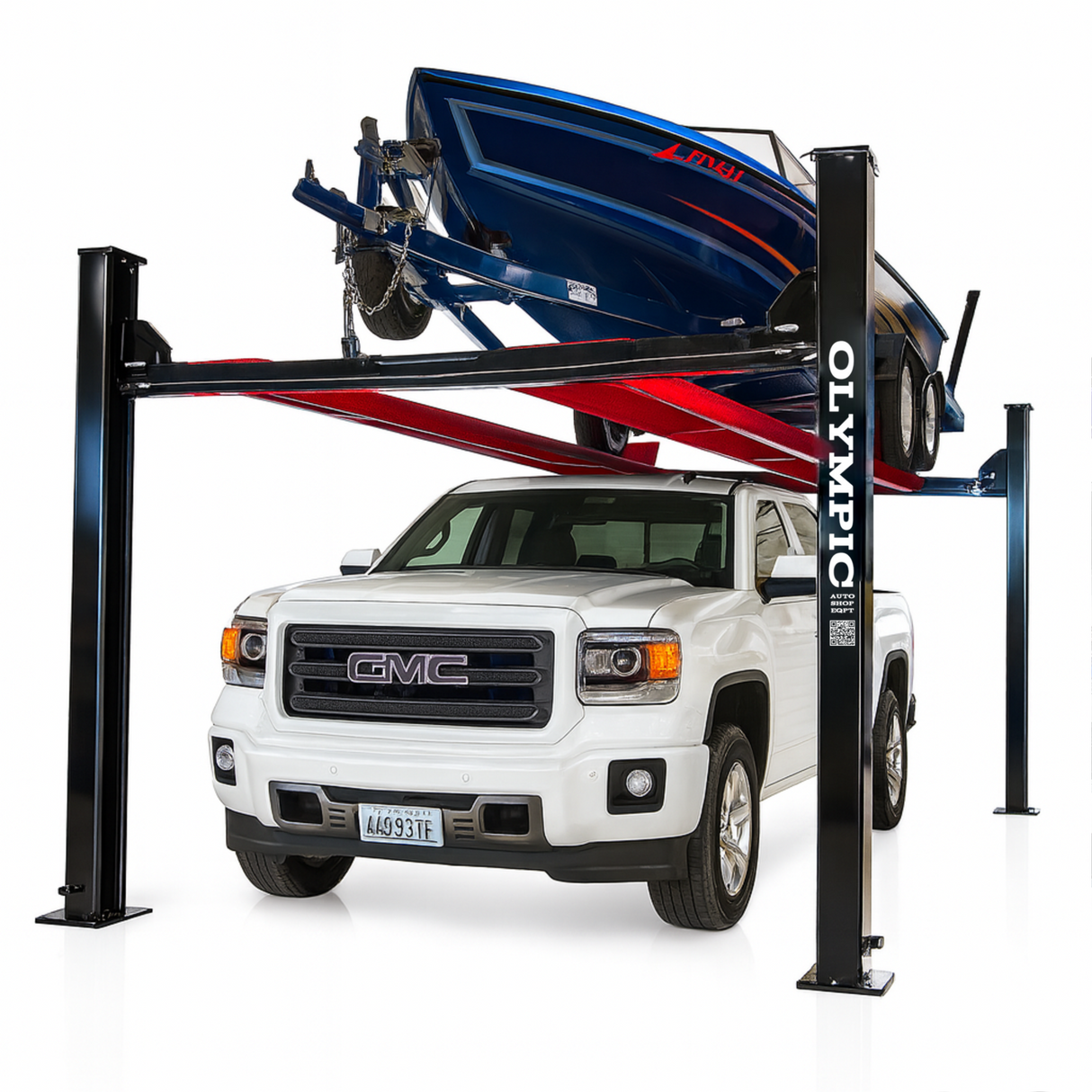 Olympic Equipment Extra-Wide Portable Boat & Trailer Storage 4-Post Lift HDMBL-10