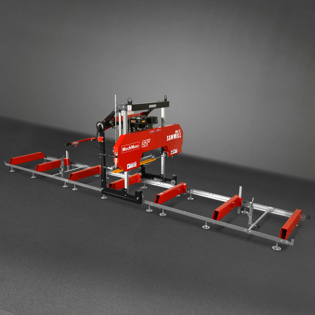 MechMaxx 32" Portable Sawmill (5 x Blades Included), 459cc 15HP E-Start Gasoline Engine, 26.5" Board Width, 20' Track Length (13' Track Length + 6.4' Track Extension Included), SM-32