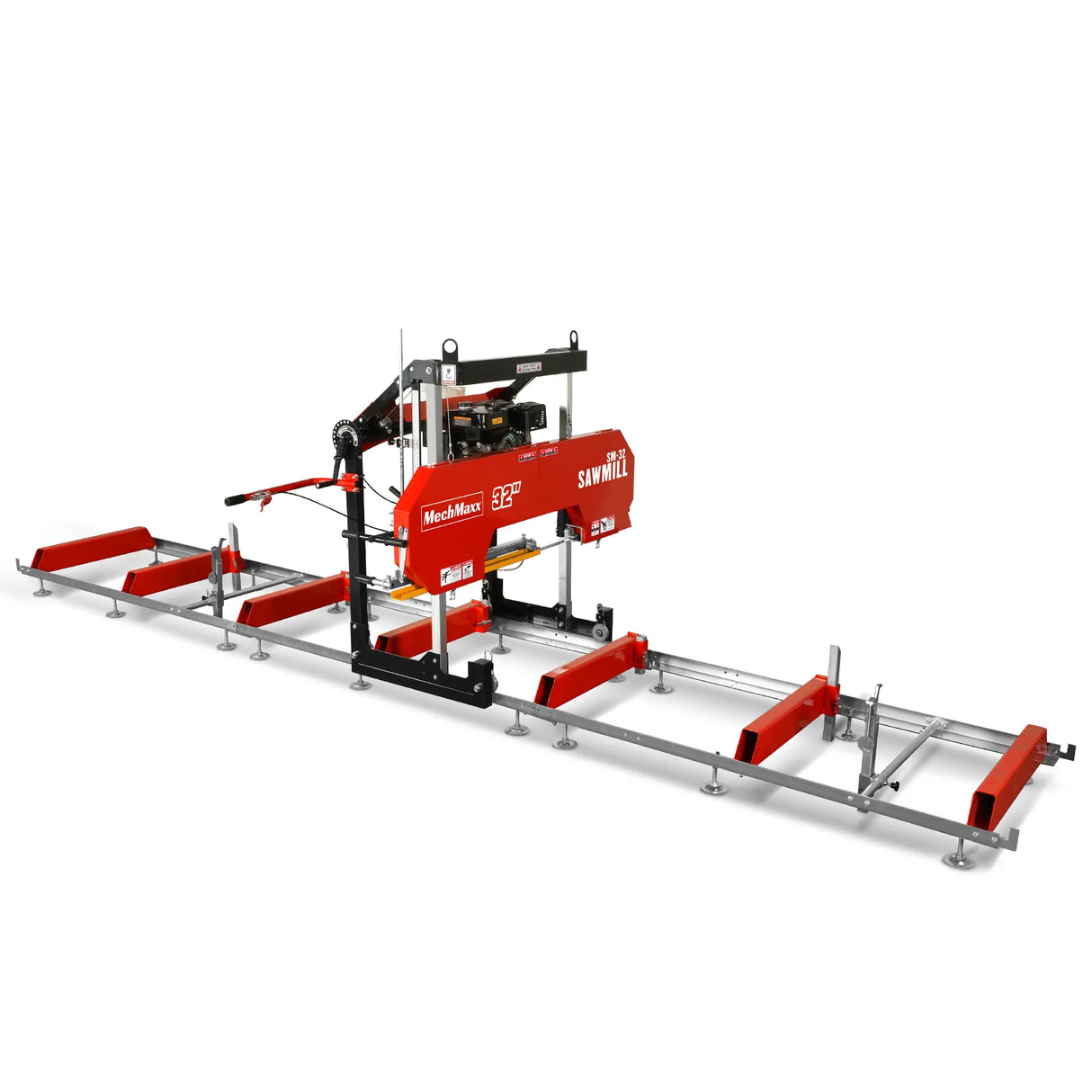 MechMaxx 32" Portable Sawmill (5 x Blades Included), 459cc 15HP E-Start Gasoline Engine, 26.5" Board Width, 20' Track Length (13' Track Length + 6.4' Track Extension Included), SM-32