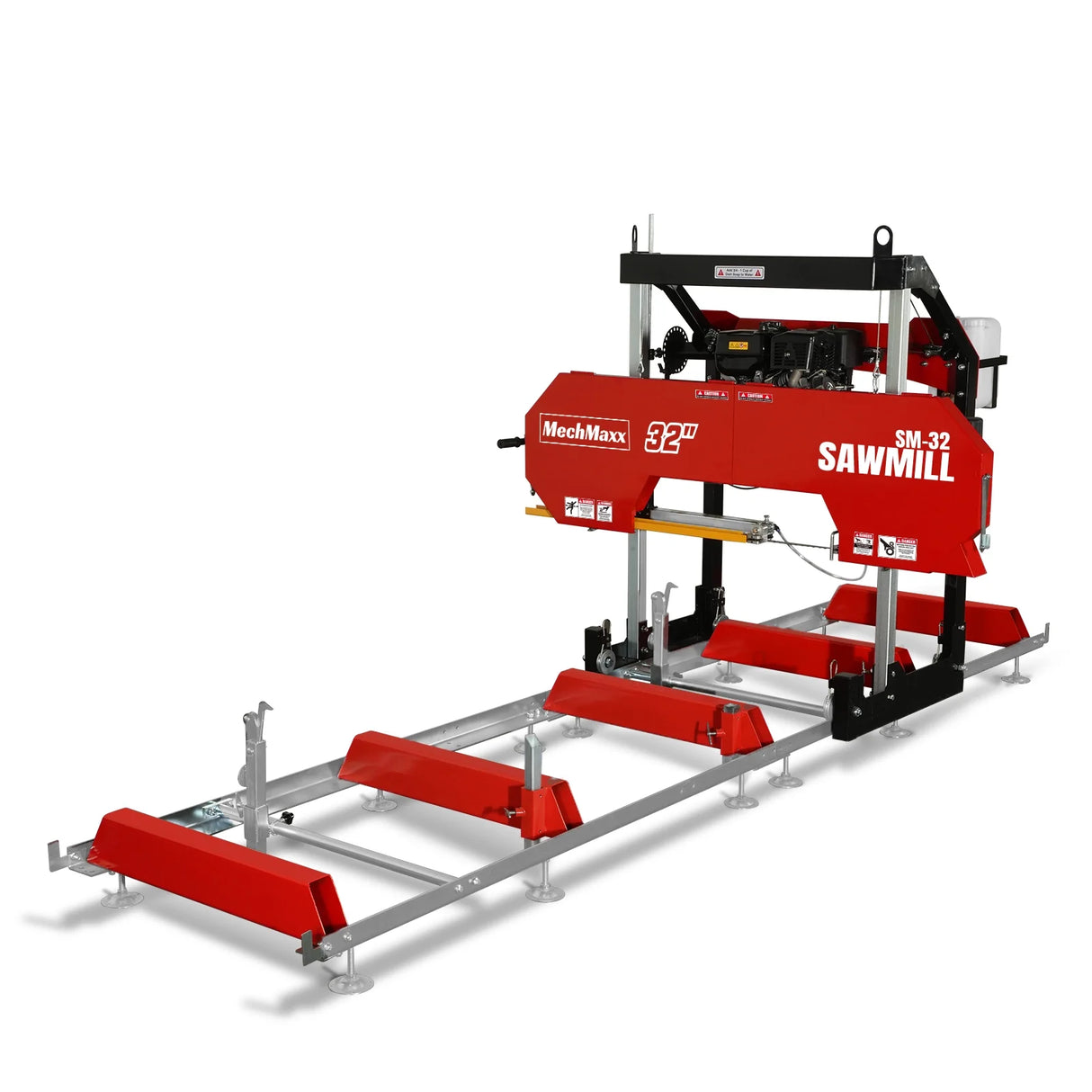 MechMaxx 32" Portable Sawmill, 459cc 15HP E-Start Gasoline Engine, 26.5" Board Width, 13' Track Length, SM-32