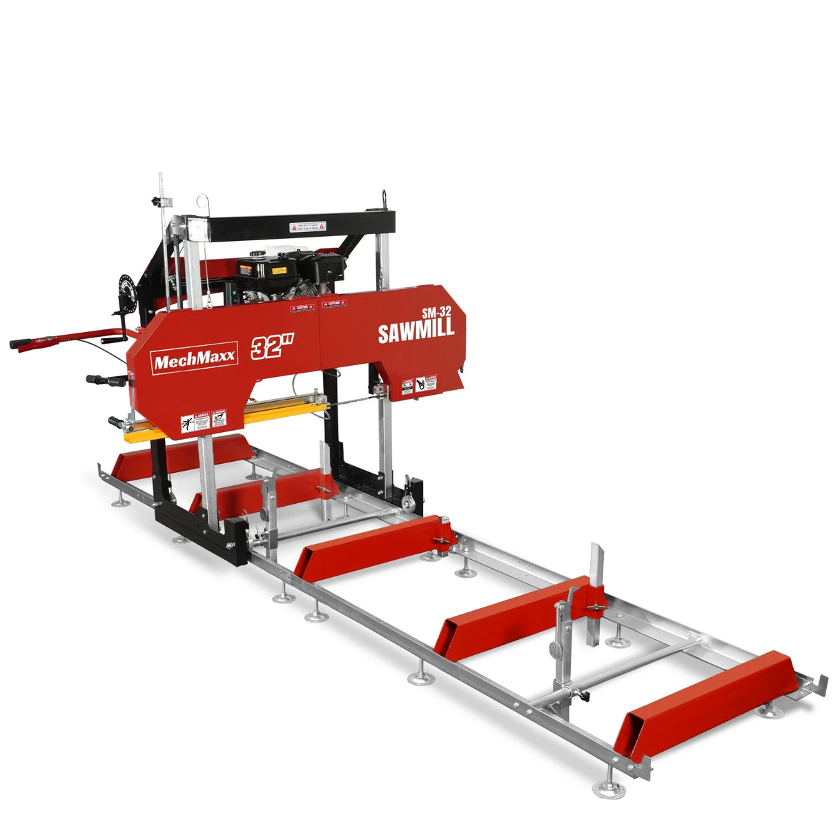 MechMaxx 32" Portable Sawmill, 459cc 15HP E-Start Gasoline Engine, 26.5" Board Width, 13' Track Length, SM-32