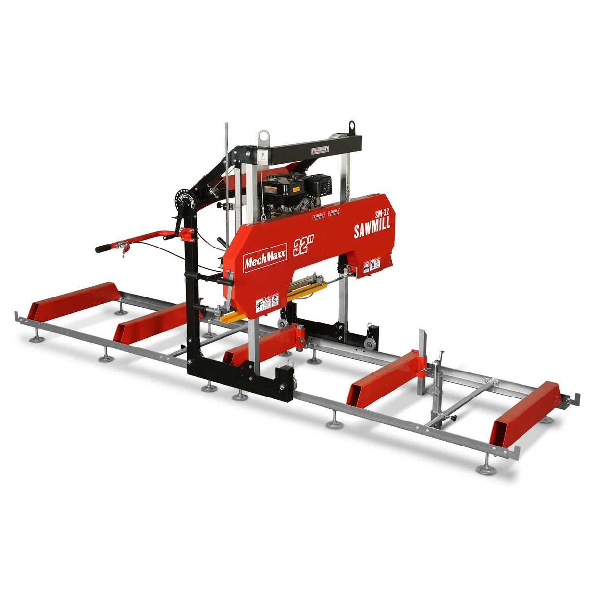 MechMaxx 32" Portable Sawmill, 459cc 15HP E-Start Gasoline Engine, 26.5" Board Width, 13' Track Length, SM-32