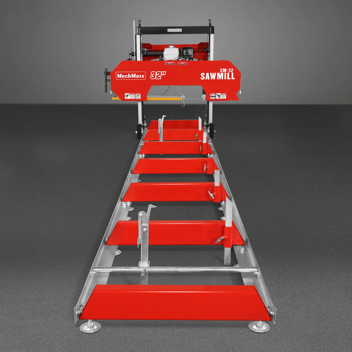 MechMaxx 32" Portable Sawmill (5 x Blades Included), HONDA GX390 389cc E-Start Gasoline Engine, 26.5" Board Width, 20' Track Length (13' Track Length + 6.4' Track Extension Included), SM-32
