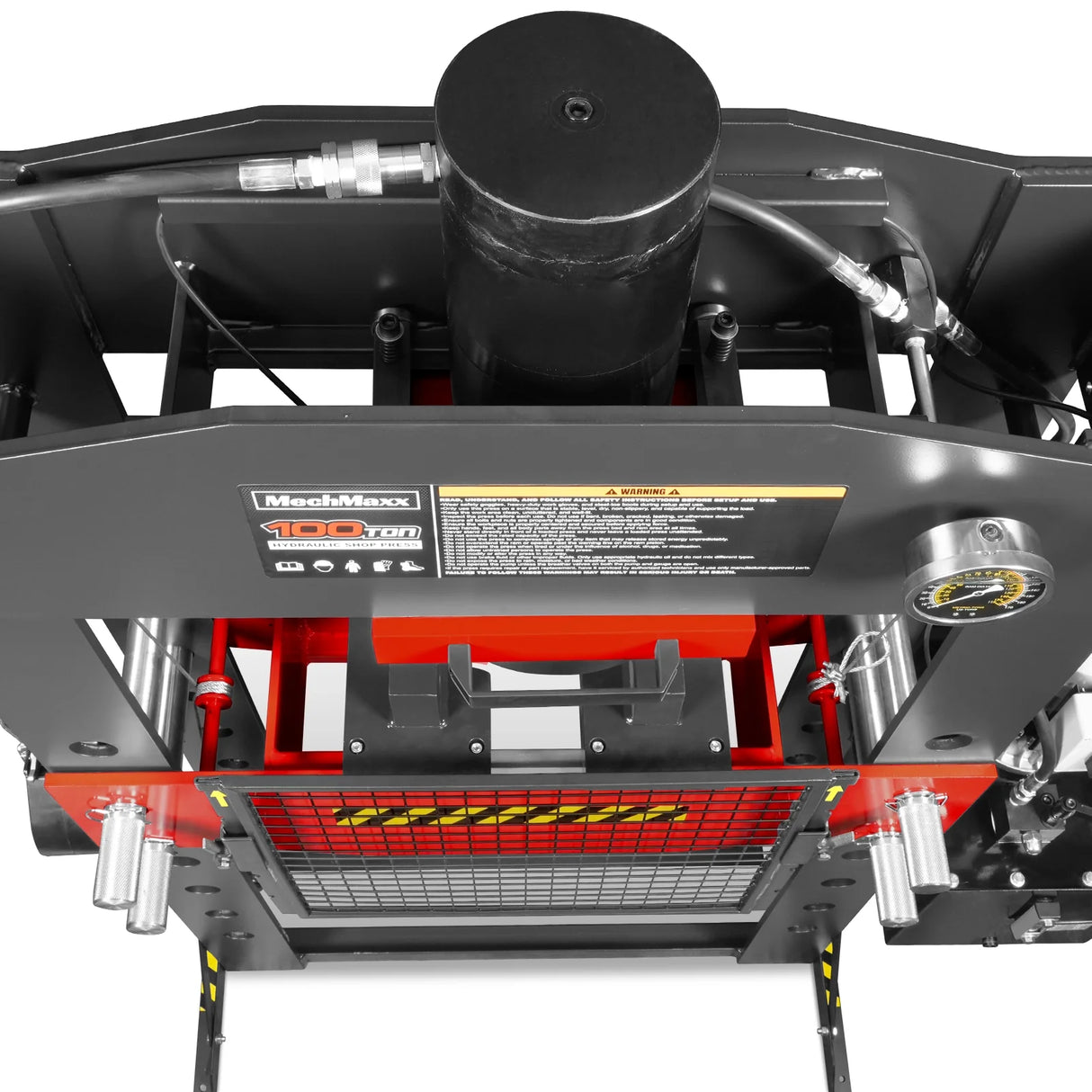 100 Ton H-Frame Electric Hydraulic Shop Press with Hand Winch, 110V Motor, Fully Welded Steel Frame, Safety Guard, HSP100E