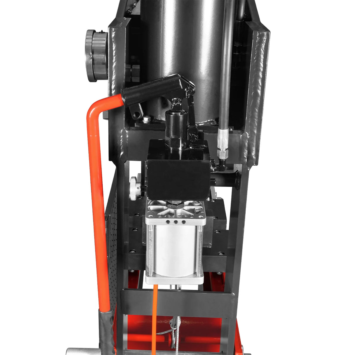 100 Ton H-Frame Air/Hydraulic Shop Press with Hand Winch, Fully Welded Steel Frame, Safety Guard, Foot Pedal Control, HSP100