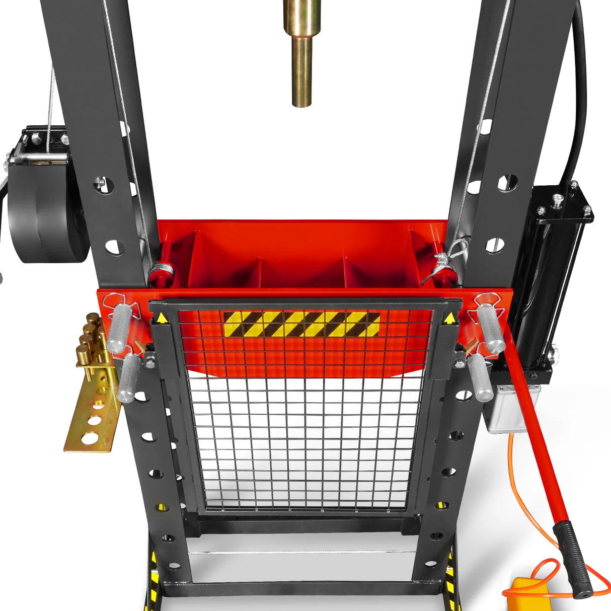 30 Ton H-Frame Air/Hydraulic Shop Press with Hand Winch & Press Pin Kit, Fully Welded Steel Frame, Safety Guard, Foot Pedal Control, HSP30