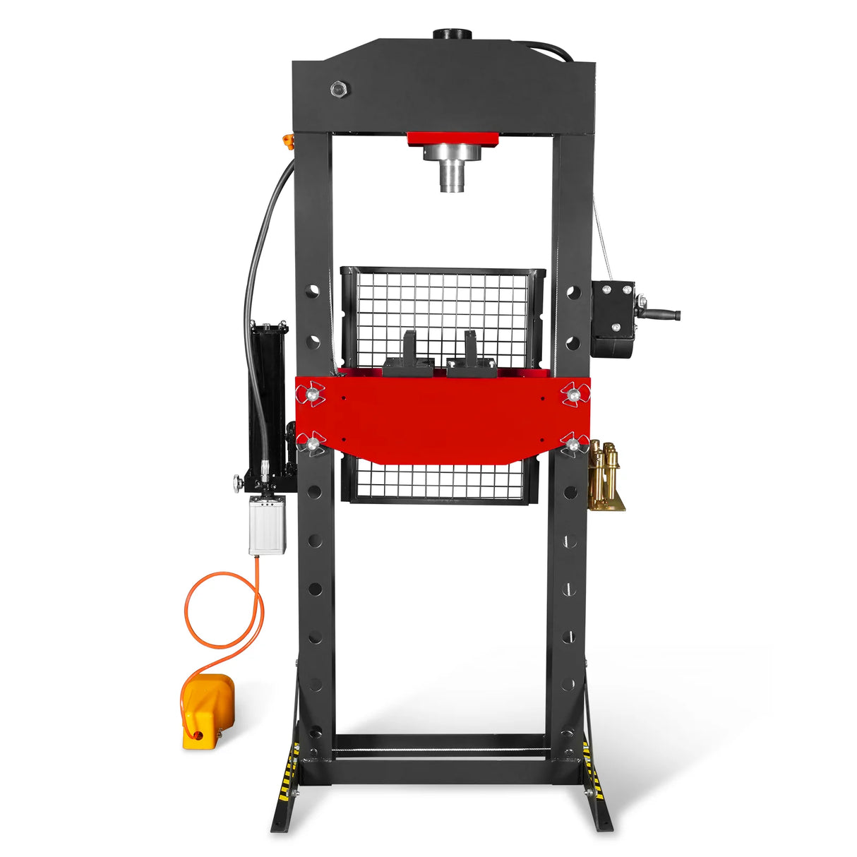 30 Ton H-Frame Air/Hydraulic Shop Press with Hand Winch & Press Pin Kit, Fully Welded Steel Frame, Safety Guard, Foot Pedal Control, HSP30