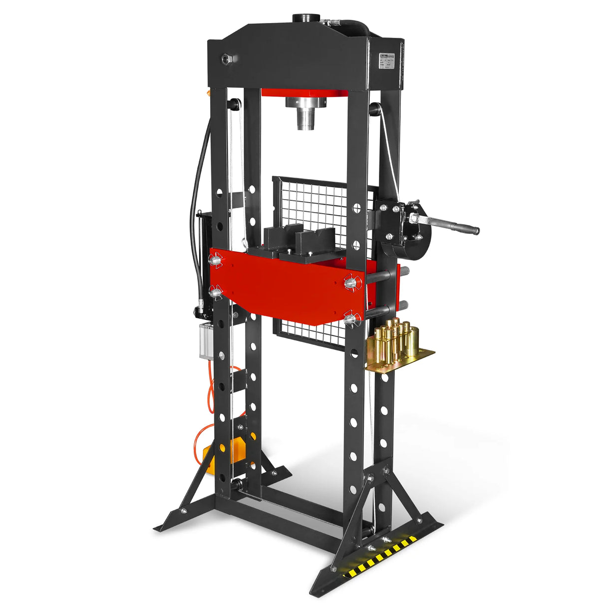 30 Ton H-Frame Air/Hydraulic Shop Press with Hand Winch & Press Pin Kit, Fully Welded Steel Frame, Safety Guard, Foot Pedal Control, HSP30