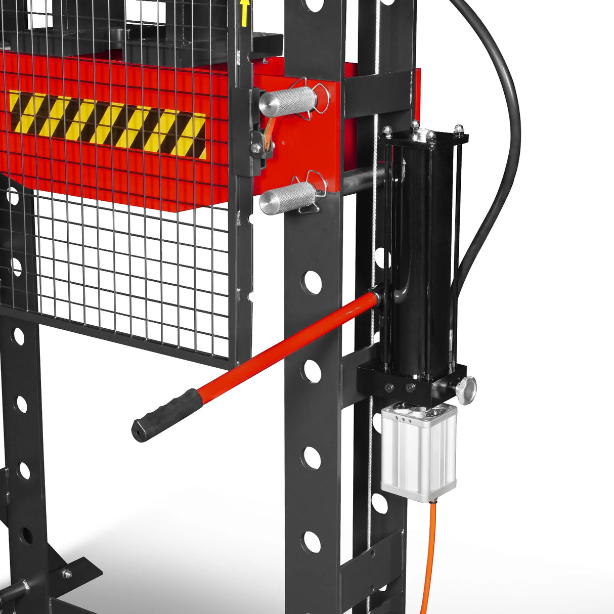 50 Ton H-Frame Air/Hydraulic Shop Press with Hand Winch & Press Pin Kit, Fully Welded Steel Frame, Safety Guard, Foot Pedal Control, HSP50