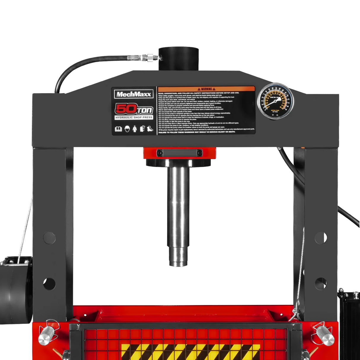 50 Ton H-Frame Air/Hydraulic Shop Press with Hand Winch & Press Pin Kit, Fully Welded Steel Frame, Safety Guard, Foot Pedal Control, HSP50