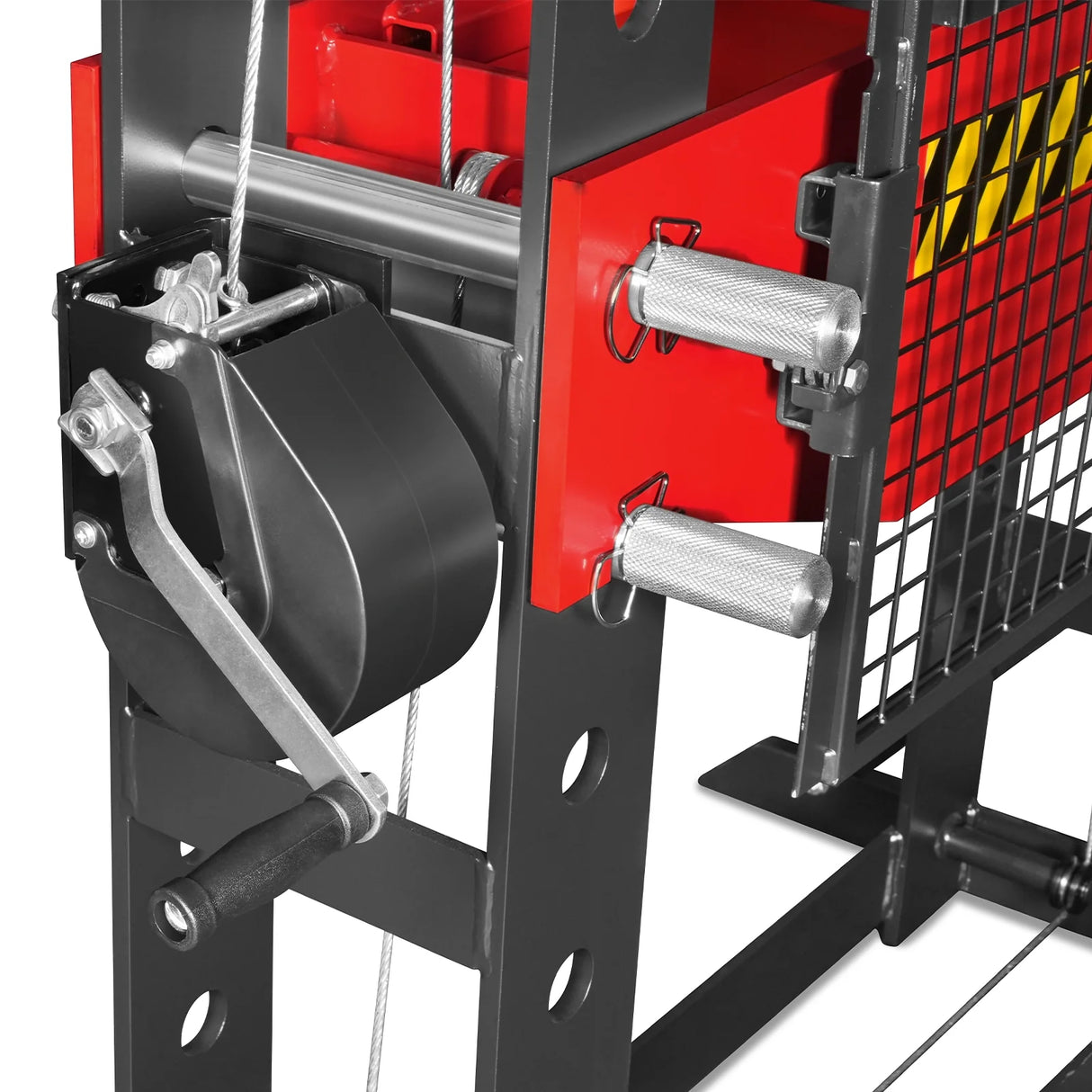 75 Ton H-Frame Air/Hydraulic Shop Press with Hand Winch, Fully Welded Steel Frame, Safety Guard, Foot Pedal Control, HSP75