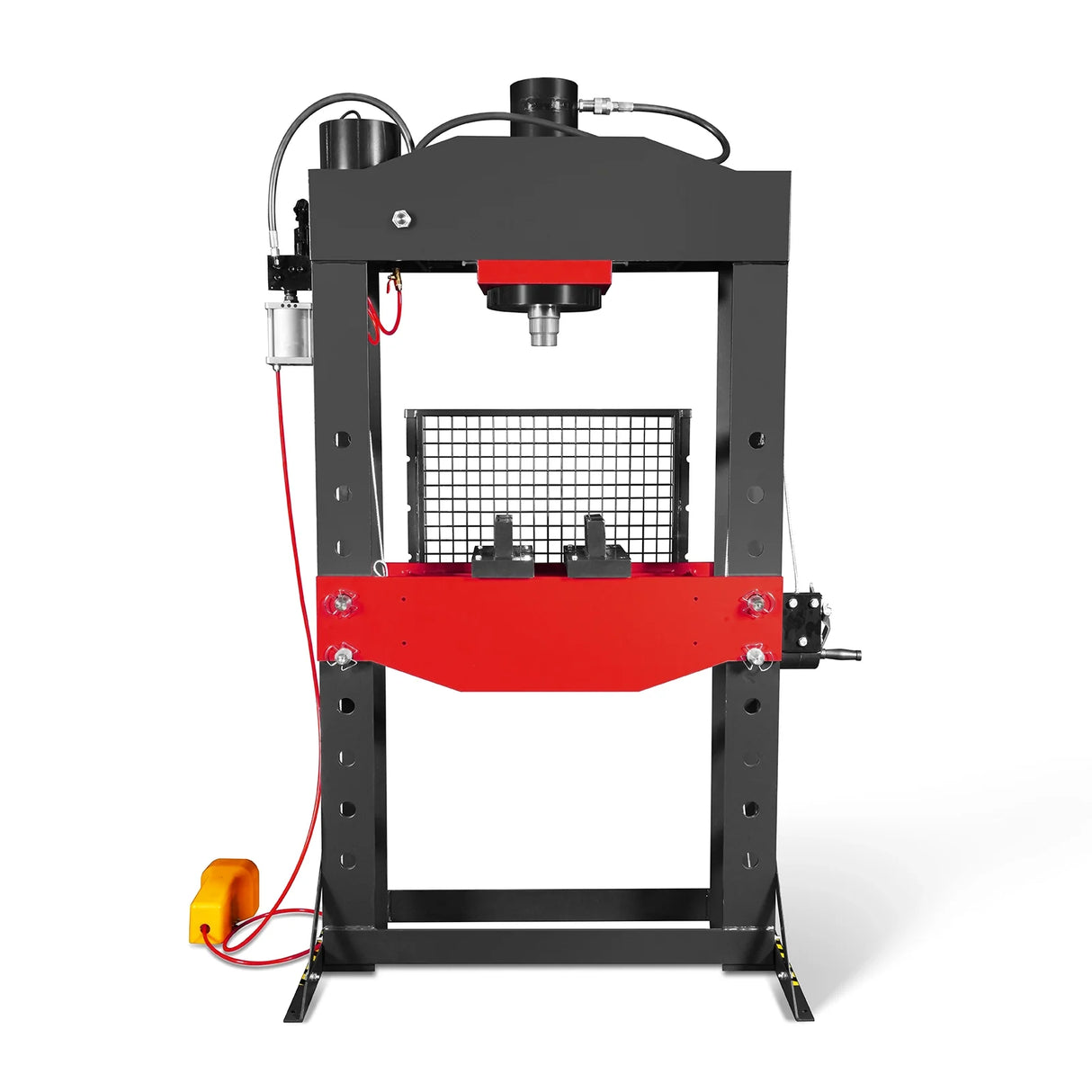 75 Ton H-Frame Air/Hydraulic Shop Press with Hand Winch, Fully Welded Steel Frame, Safety Guard, Foot Pedal Control, HSP75