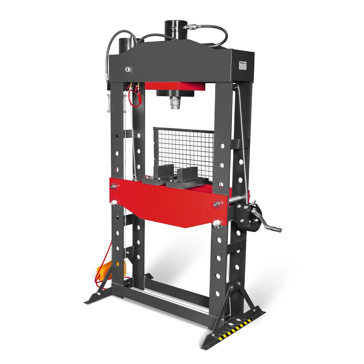 75 Ton H-Frame Air/Hydraulic Shop Press with Hand Winch, Fully Welded Steel Frame, Safety Guard, Foot Pedal Control, HSP75