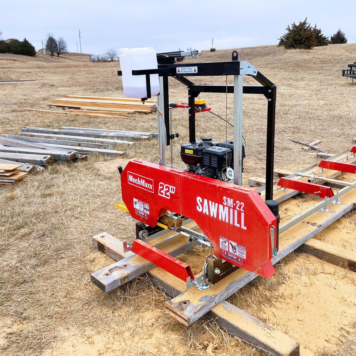 MechMaxx 22" Portable Sawmill, KOHLER 9.5hp 277cc Gasoline Engine, 18" Board Width, 13' Track Length, SM-22