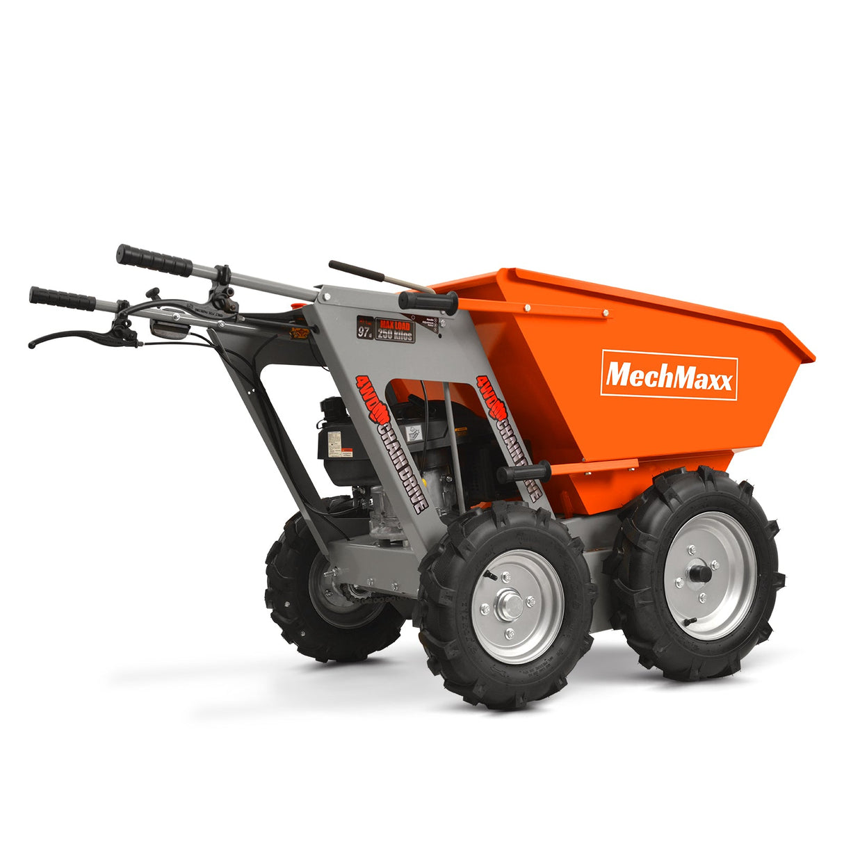 MechMaxx 660lbs Capacity 6.5HP Gas Powered Wheelbarrow Cart T25 4F+1R Gearbox , T25