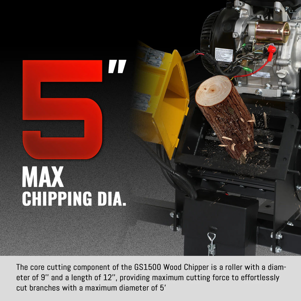 MechMaxx 5 inch E-start DUCAR 420cc Gasoline Engine Powered Wood Chipper, GS1500