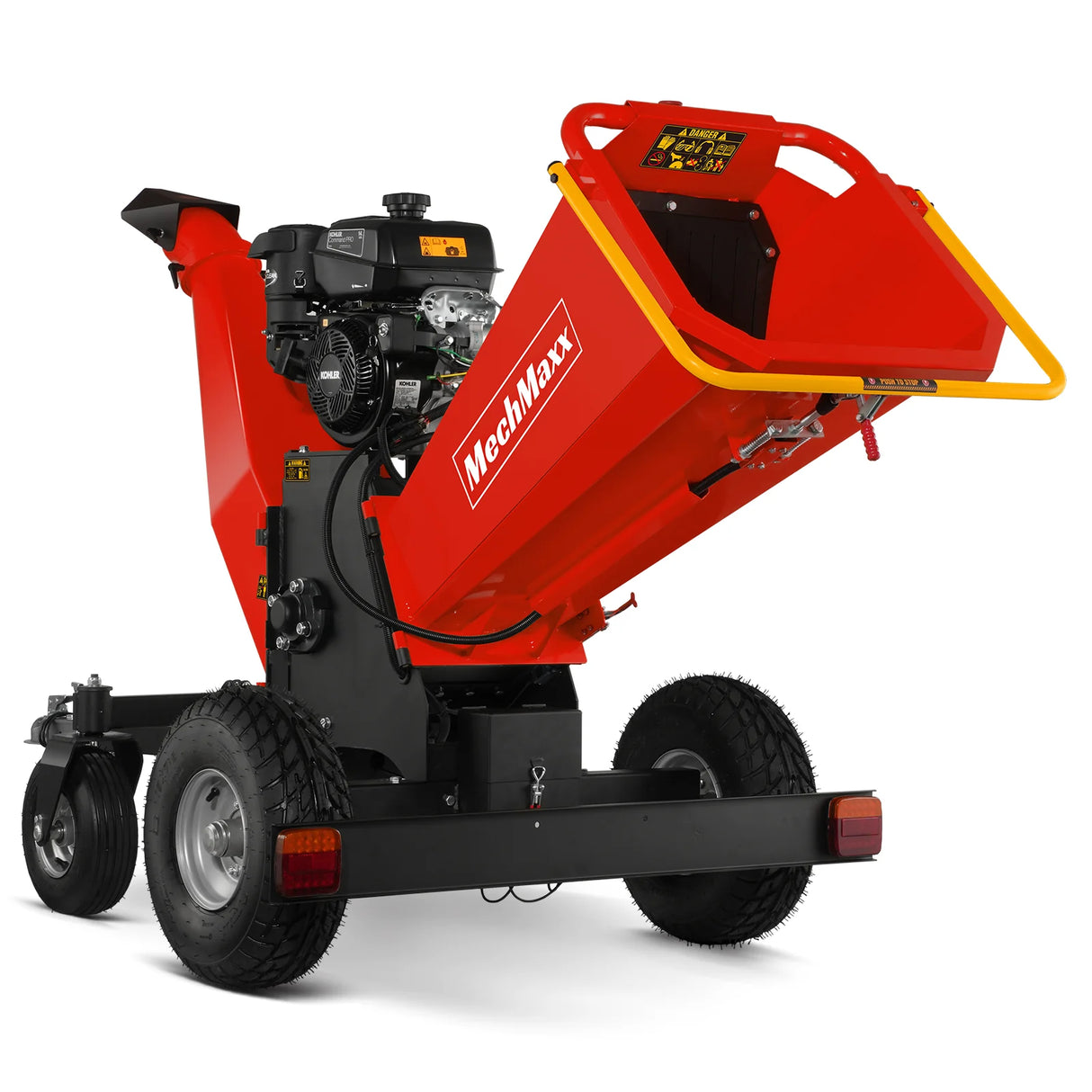 MechMaxx 6 inch KOHLER E-Start 429cc 14HP Gas Powered 4 - Wheel Drum Wood Chipper with Taillight , B150