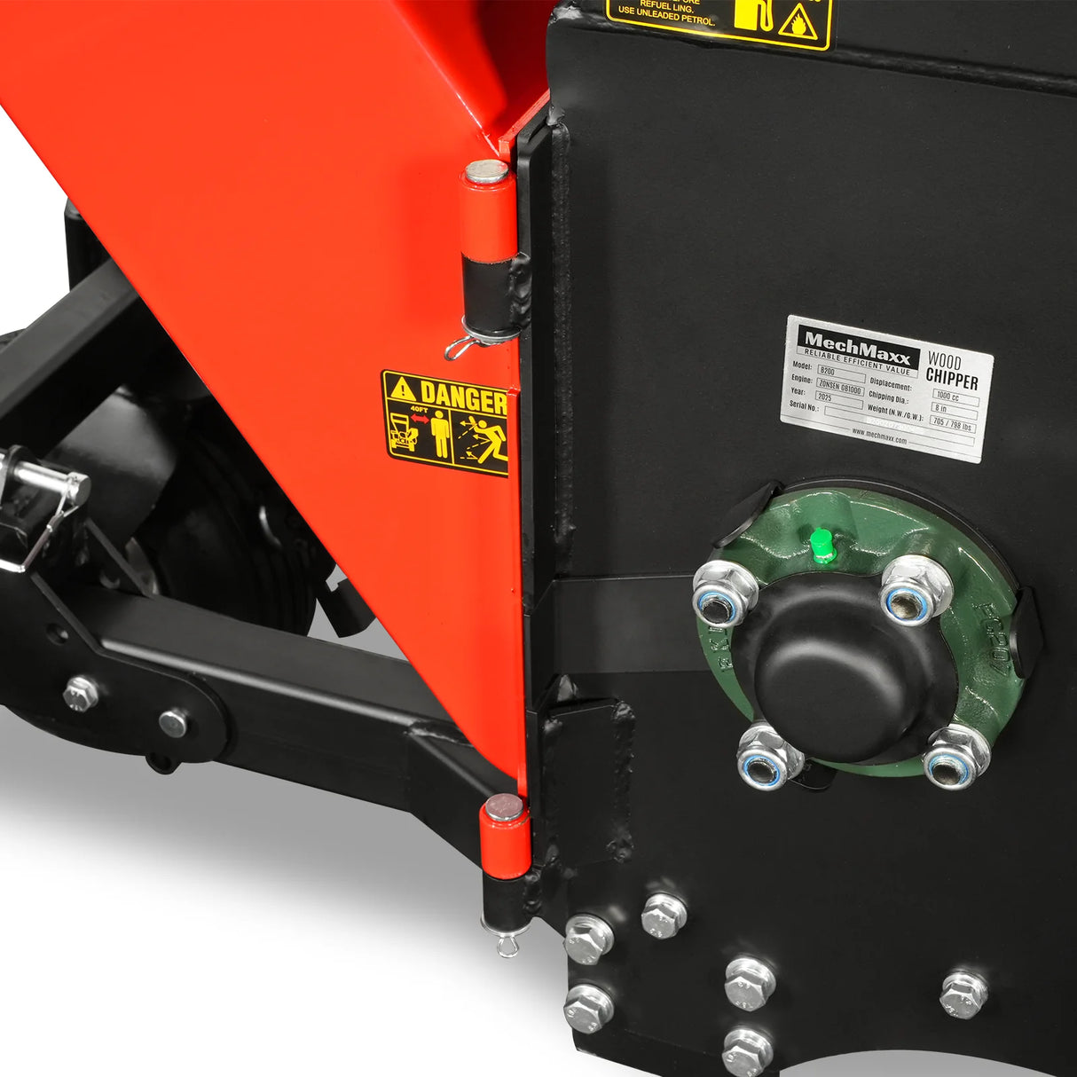 MechMaxx 8 inch ZONSEN E-Start 1000cc 35hp Gas Powered 4 - Wheel Drum Wood Chipper with Taillight , B200