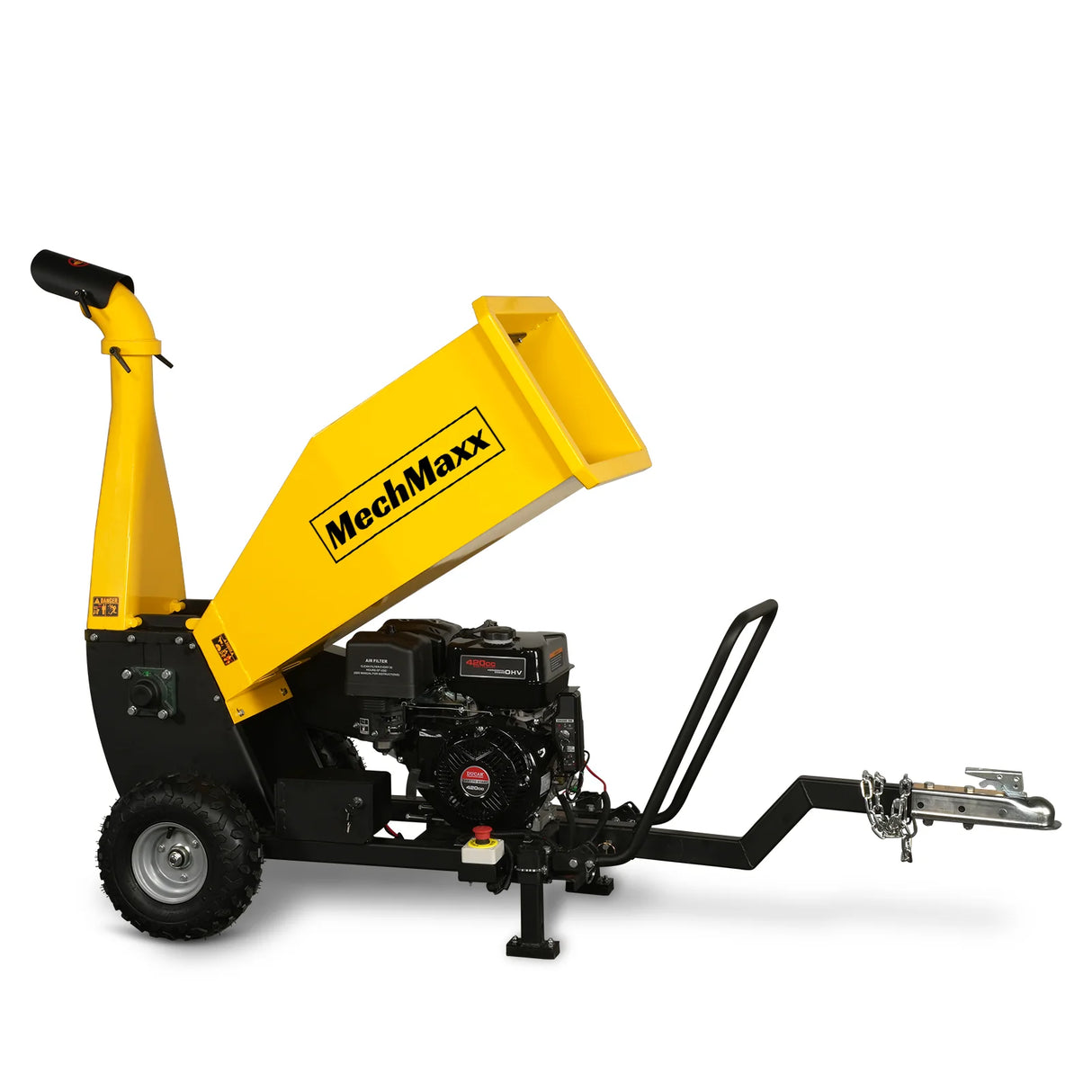 MechMaxx 5 inch E-start DUCAR 420cc 15hp Gasoline Engine Powered Drum Wood Chipper with Towbar , PGS1500