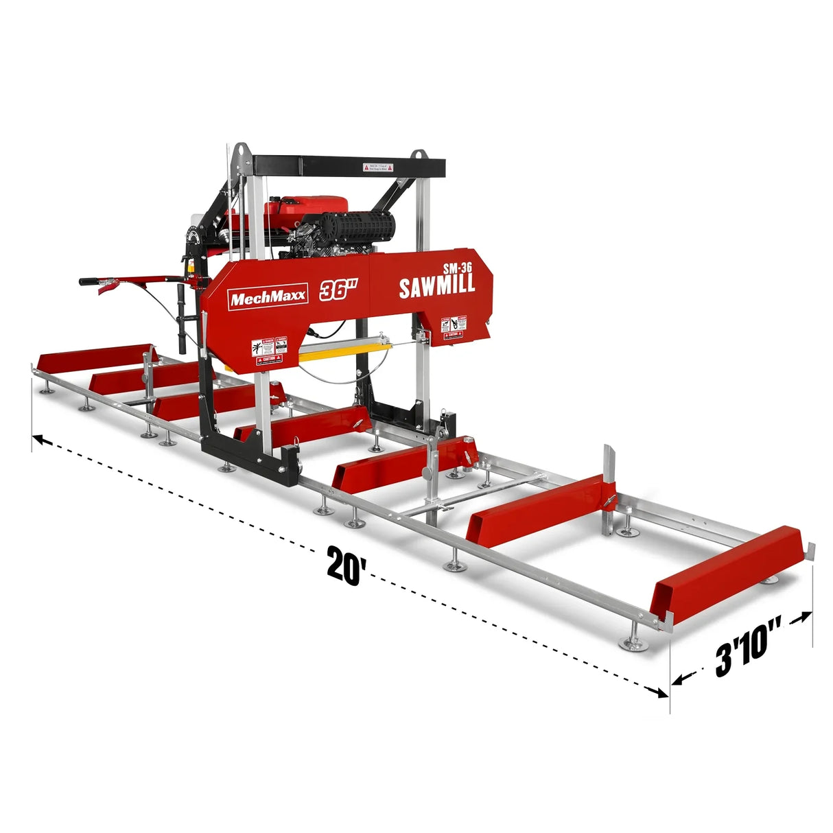 MechMaxx 36" MAX Portable Sawmill, 25HP 750cc ZONSEN V-Twin Engine, 36" Board Width, 20' Track Length, SM-36MAX