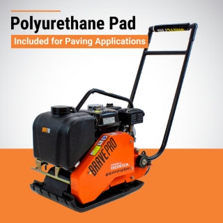 Brave Forward Plate Compactor | 14 In. | Rubber Mat, Tank, and Wheel Kit | Honda GX160 BRPFP125H