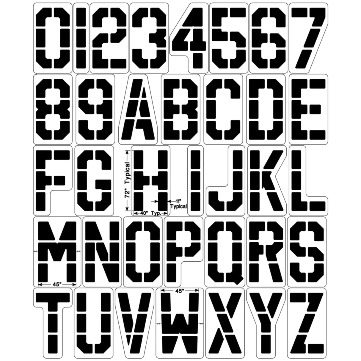 Newstripe 72 in Block Individual Letter Stencil