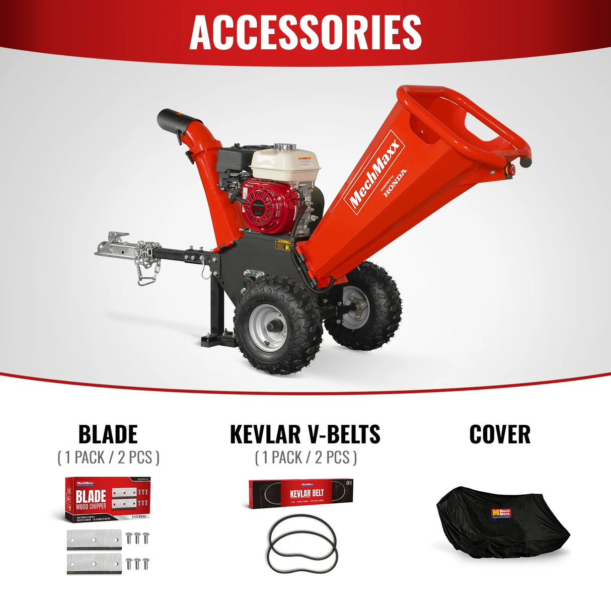 MechMaxx HONDA GX200 Gasoline Engine Powered 4 inch Wood Chipper,  GS650