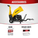 MechMaxx 5 inch E-start DUCAR 420cc 15hp Gasoline Engine Powered Drum Wood Chipper with Towbar ,  PGS1500